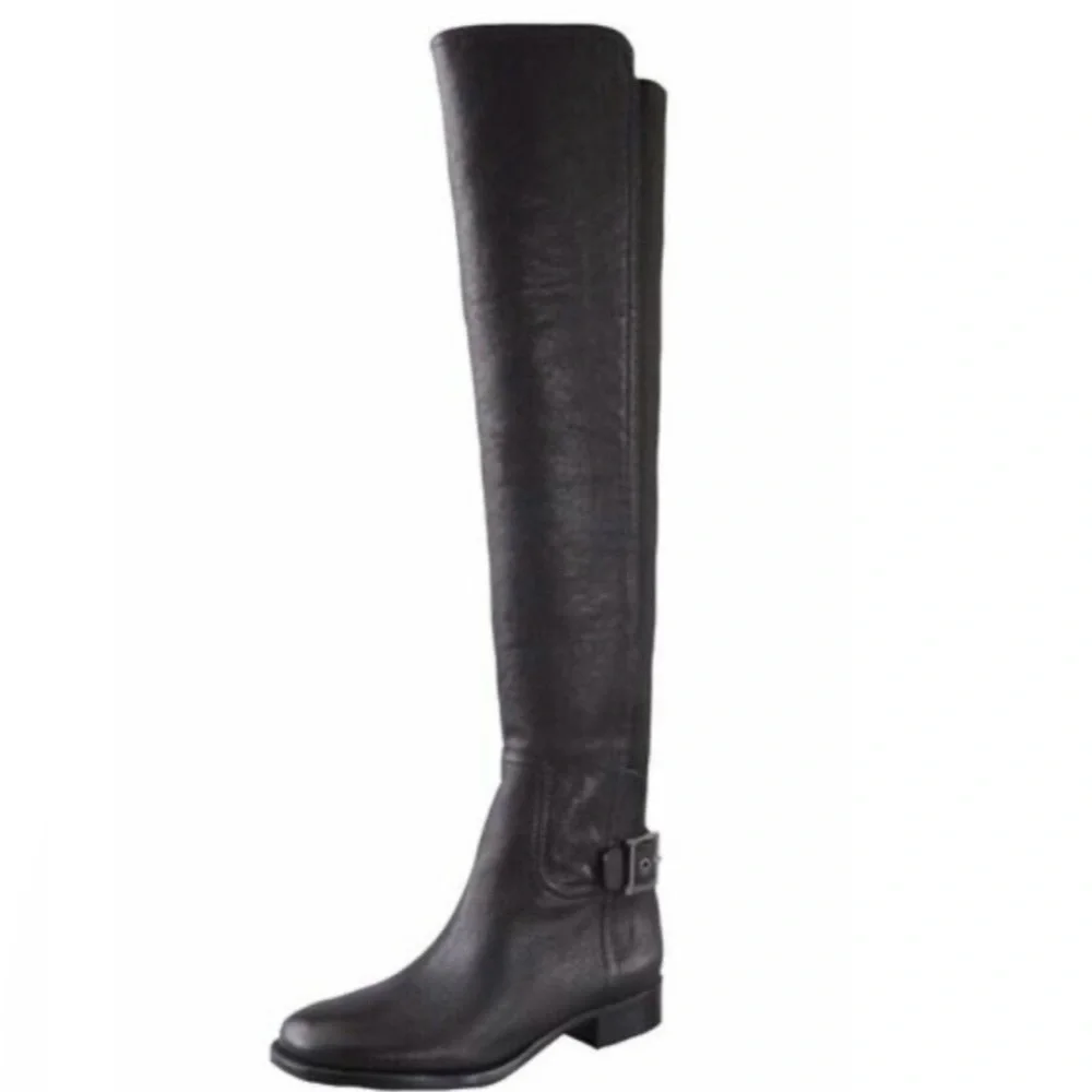 Tory Burch Black Leather Over The Knee Riding Boots Classic Preppy